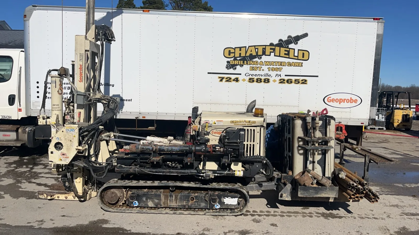 Chatfield branded service truck and drilling equipment